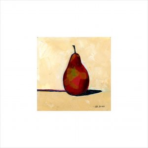 Oil on board - still life - red pear