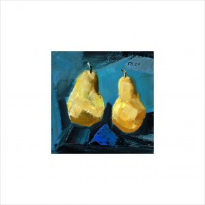 Oil on board - still life two pears